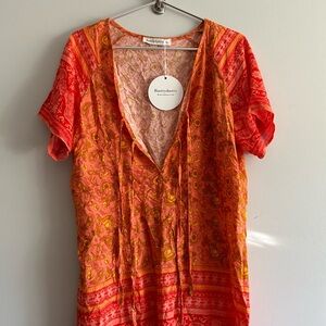 Rusttydustty Boho Red and Orange Paisley bathing suit cover up romper